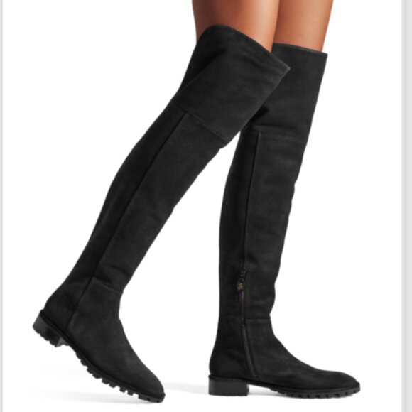 STUART WEITZMAN Amber Suede Over The Knee Boots Black Size 5.5 NEW $700 - Picture 1 of 9